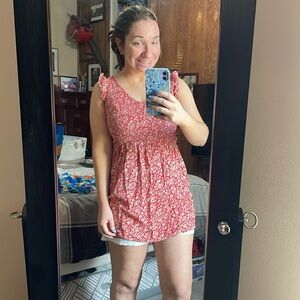 Loft red paisley / floral tunic top